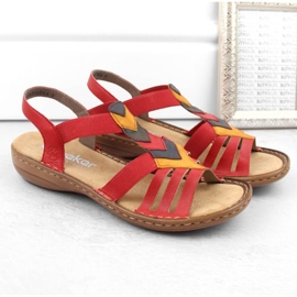 Sandalias cómodas con gomas elásticas Rieker W RKR690 rojo 6