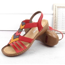 Sandalias cómodas con gomas elásticas Rieker W RKR690 rojo 7