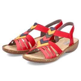 Sandalias cómodas con gomas elásticas Rieker W RKR690 rojo 12