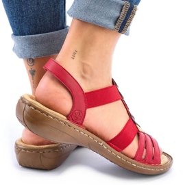 Sandalias cómodas con gomas elásticas Rieker W RKR690 rojo 13