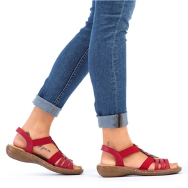 Sandalias cómodas con gomas elásticas Rieker W RKR690 rojo 14
