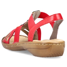 Sandalias cómodas con gomas elásticas Rieker W RKR690 rojo 16