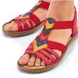Sandalias cómodas con gomas elásticas Rieker W RKR690 rojo 18