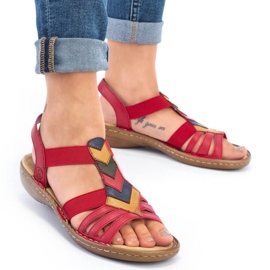 Sandalias cómodas con gomas elásticas Rieker W RKR690 rojo 20