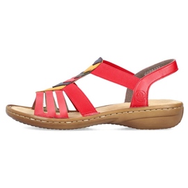 Sandalias cómodas con gomas elásticas Rieker W RKR690 rojo 21