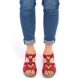 Sandalias cómodas con gomas elásticas Rieker W RKR690 rojo 22
