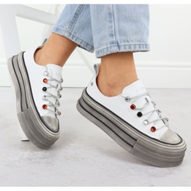 Zapatillas de deporte de cuero en la plataforma White Goe NN2N4054 blanco 1