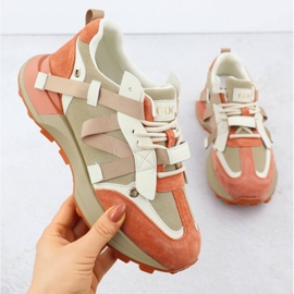 Zapatillas de cuero para mujeres beige naranja goe rr2n4064 4