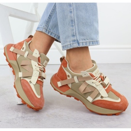 Zapatillas de cuero para mujeres beige naranja goe rr2n4064 1