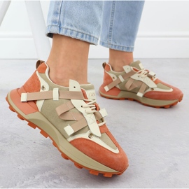 Zapatillas de cuero para mujeres beige naranja goe rr2n4064 2