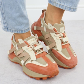 Zapatillas de cuero para mujeres beige naranja goe rr2n4064 3