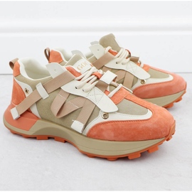 Zapatillas de cuero para mujeres beige naranja goe rr2n4064 6