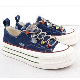 Zapatillas de mezclilla en la plataforma Blue Goe RR2N4103 azul 6