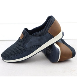 Zapatos para hombres cómodos mocasines azul marino Rieker 11954-14 9