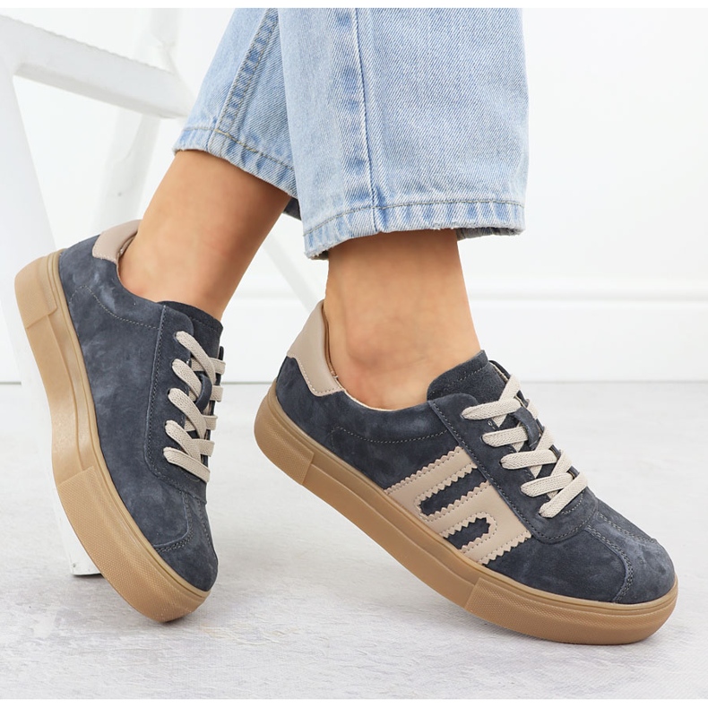 Zapatos deportivos de cuero en la plataforma gris Filippo DP6798 1