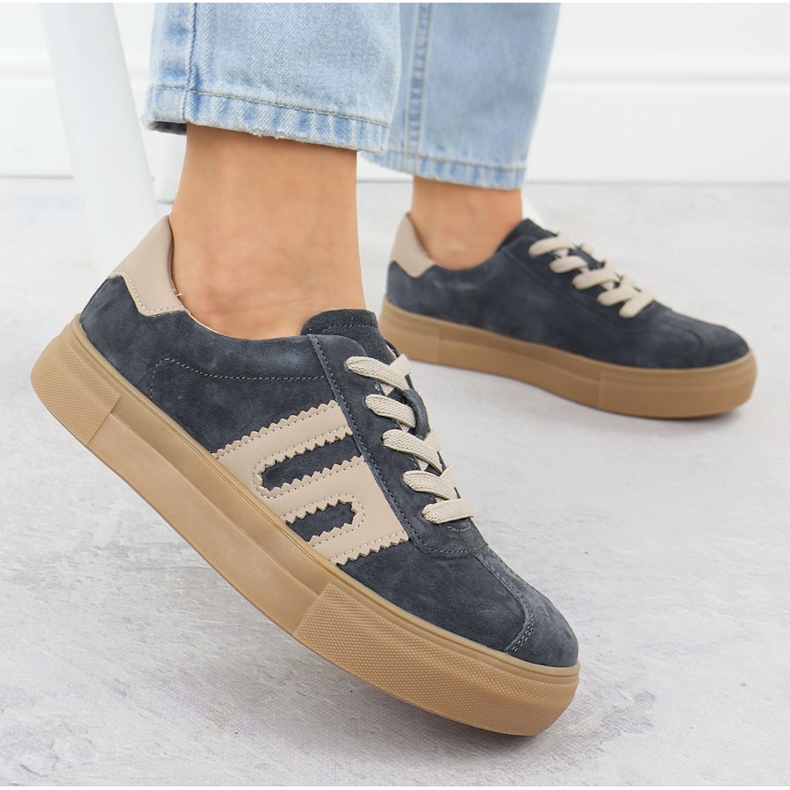 Zapatos deportivos de cuero en la plataforma gris Filippo DP6798 2