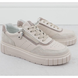 Zapatillas de deporte de cuero en la plataforma beige Filippo DP6862 2