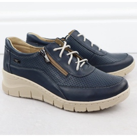Zapatos de cuero para mujeres para azul marino perforado Helios 427 2