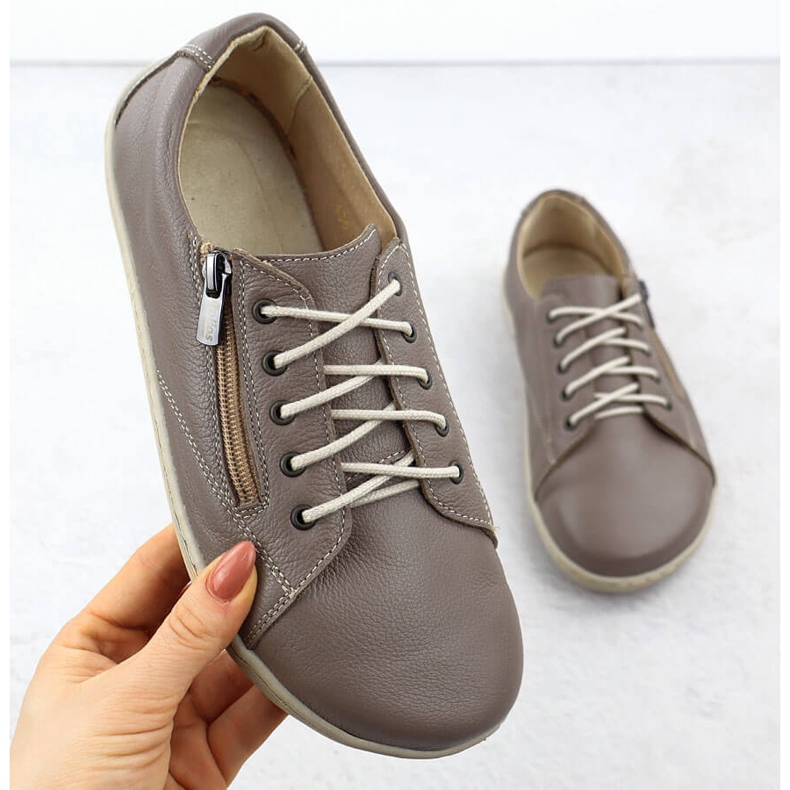 Zapatos de cuero para mujeres descalzo Caki Helios 436 verde 1