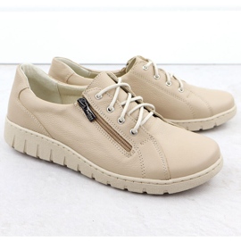 Zapatos de cuero para mujeres cómodos beige helios 429 2