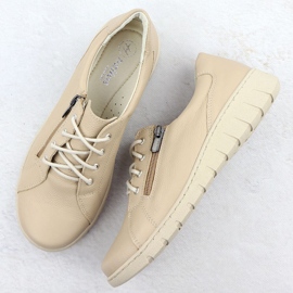 Zapatos de cuero para mujeres cómodos beige helios 429 3