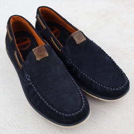 Mocasines de cuero para mujeres cómodos azul marino Bugatti RR153018 3