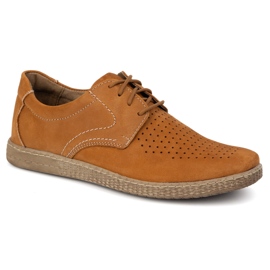 KOMODO Zapatos de cuero para hombres casuales 933/l/2 groseros naranja 2