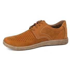 KOMODO Zapatos de cuero para hombres casuales 933/l/2 groseros naranja 1