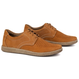 KOMODO Zapatos de cuero para hombres casuales 933/l/2 groseros naranja 3