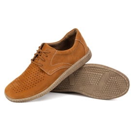 KOMODO Zapatos de cuero para hombres casuales 933/l/2 groseros naranja 4