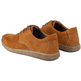 KOMODO Zapatos de cuero para hombres casuales 933/l/2 groseros naranja 5