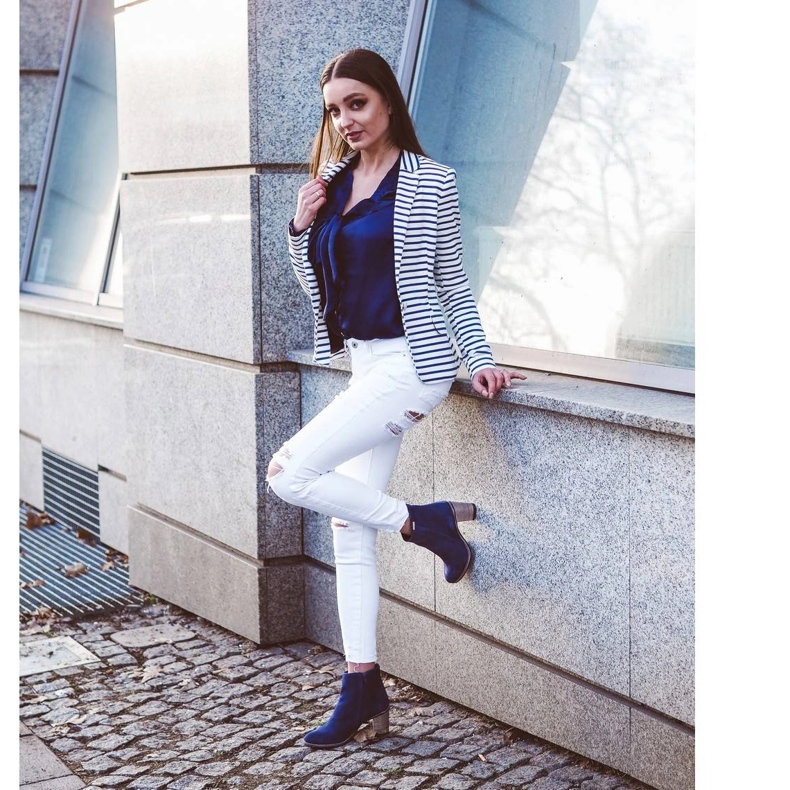 Olivier Sara Botas de tacón azul marino 5