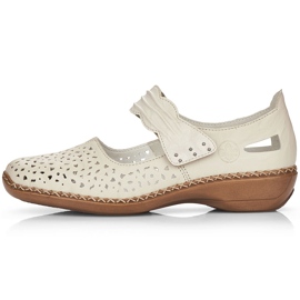 Zapatos de cuero para mujeres con velcro beige rieker 41399-14 6