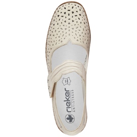 Zapatos de cuero para mujeres con velcro beige rieker 41399-14 1