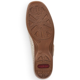 Zapatos de cuero para mujeres con velcro beige rieker 41399-14 2