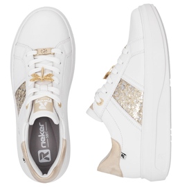 Zapatillas de deporte de cuero para mujeres en la plataforma White Rieker 1202-82 blanco 4