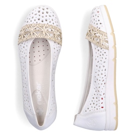 Ballerinas femeninas abiertas cómodas blancas rieker l3062-80 blanco 4