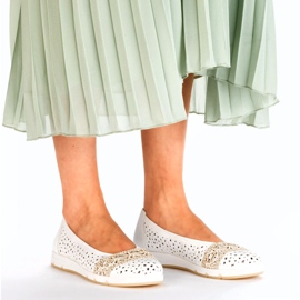 Ballerinas femeninas abiertas cómodas blancas rieker l3062-80 blanco 5