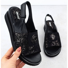 Sandalias de mujeres en una plataforma con Jezzi RMR2267-2 de goma de goma negro 4