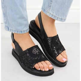Sandalias de mujeres en una plataforma con Jezzi RMR2267-2 de goma de goma negro 3