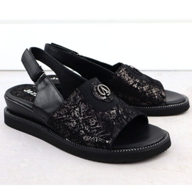 Sandalias de mujeres en una plataforma con Jezzi RMR2267-2 de goma de goma negro 5