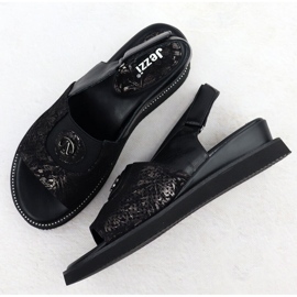 Sandalias de mujeres en una plataforma con Jezzi RMR2267-2 de goma de goma negro 6