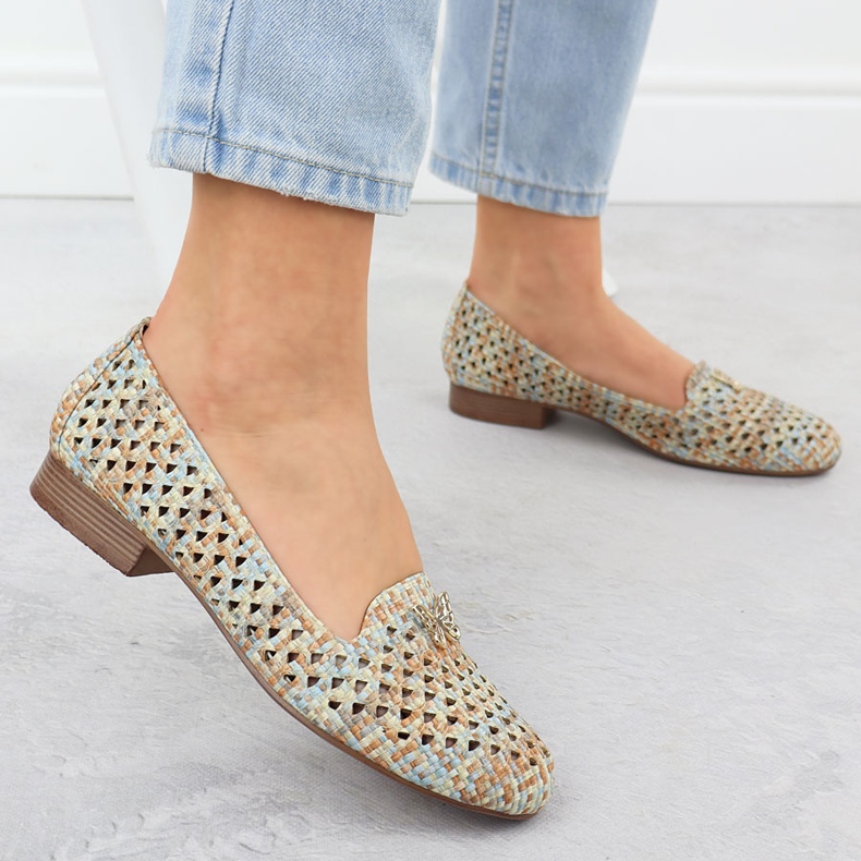 Zapatos de aire de mujer con tacones bajos Beige M. Daszyński SA222-3 2