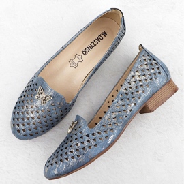 Zapatos de aire de mujer con tacones bajos M. Daszyński SA222-3 azul 6