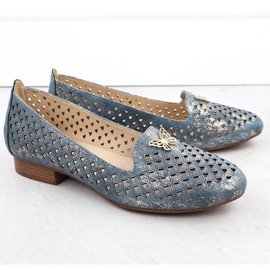 Zapatos de aire de mujer con tacones bajos M. Daszyński SA222-3 azul 7
