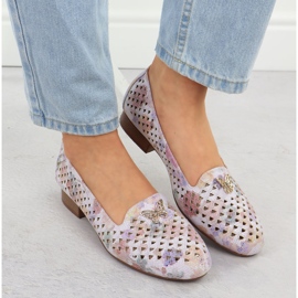 Zapatos para mujeres de tacón bajo con flores M. Daszyński SA222-3 multicolor 3
