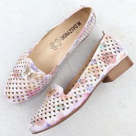 Zapatos para mujeres de tacón bajo con flores M. Daszyński SA222-3 multicolor 6