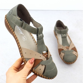 Sandalias cómodas para mujeres para velcro, dedos verdes incorporados Rieker M1655-54 10