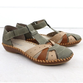 Sandalias cómodas para mujeres para velcro, dedos verdes incorporados Rieker M1655-54 11