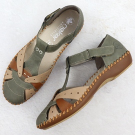 Sandalias cómodas para mujeres para velcro, dedos verdes incorporados Rieker M1655-54 12